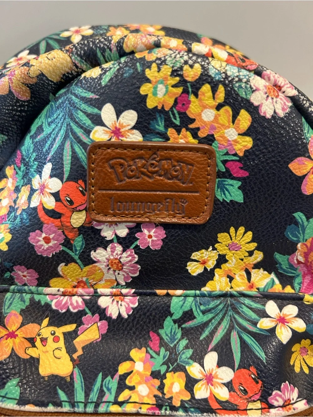 Pokémon Loungefly Pikachu Floral Mini Backpack Multicolor Zip Front Pocket